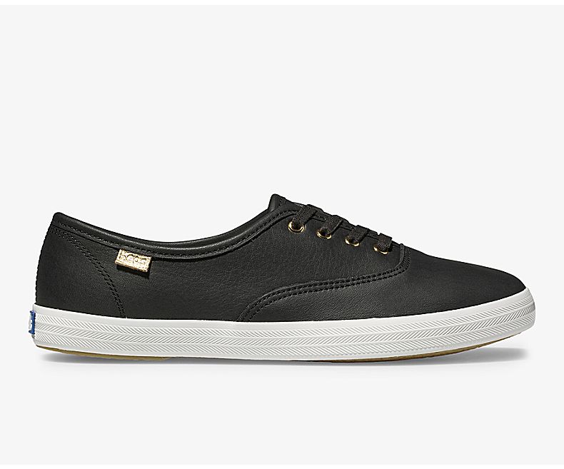 Keds Women's Champion Luxe Leather Black Champion Shoes - AP6402935